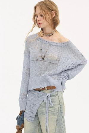 Asymmetrical Knit Off-Shoulder Top Set-Up