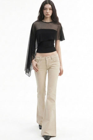 Asymmetrical Mesh Vest and Tube Top T-Shirt Set