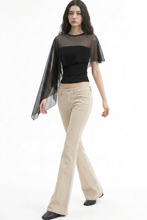 Asymmetrical Mesh Vest and Tube Top T-Shirt Set