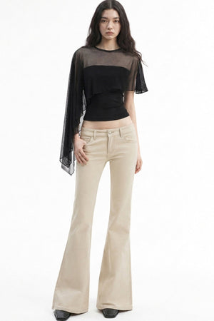 Asymmetrical Mesh Vest and Tube Top T-Shirt Set