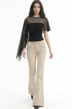 Asymmetrical Mesh Vest and Tube Top T-Shirt Set