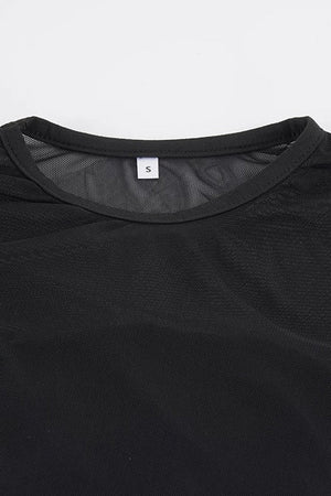Asymmetrical Mesh Vest and Tube Top T-Shirt Set