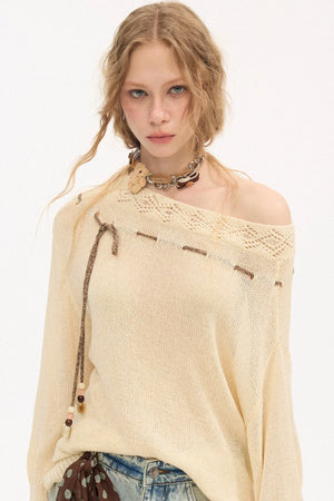 Asymmetrical Off-Shoulder Knit Sweater