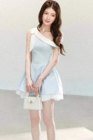 Asymmetrical Pleated Mesh Dress
