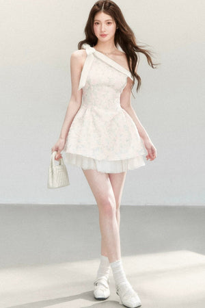 Asymmetrical Pleated Mesh Dress