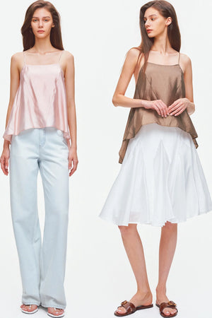 Asymmetrical Satin Camisole Top