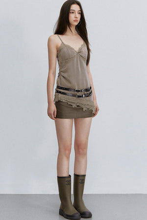 Asymmetrical Satin Lace Top