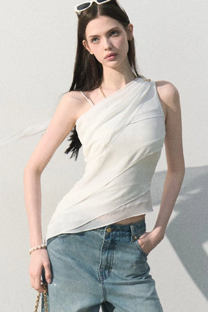 Asymmetrical Shoulder-Cut Tank Top