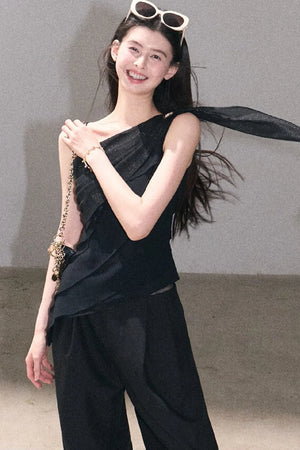 Asymmetrical Shoulder-Cut Tank Top
