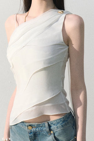 Asymmetrical Shoulder-Cut Tank Top