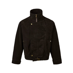 Asymmetrical Stand-Up Collar Waist Jacket