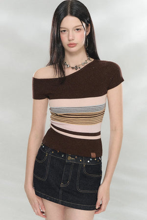 Asymmetrical Striped Knit Top