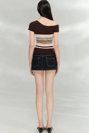 Asymmetrical Striped Knit Top