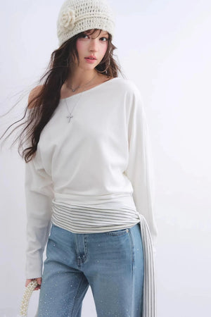 Asymmetrical Striped Tie Top