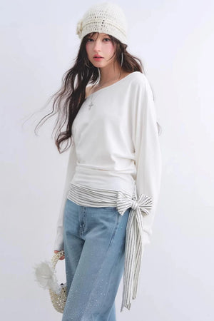 Asymmetrical Striped Tie Top