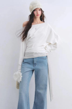 Asymmetrical Striped Tie Top