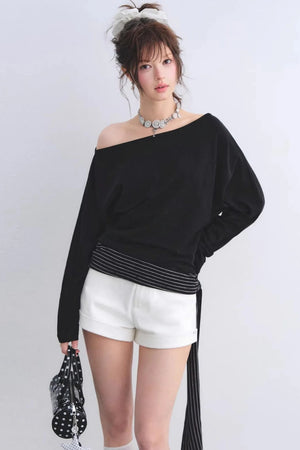 Asymmetrical Striped Tie Top