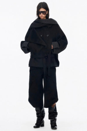 Asymmetrical Wool Coat Skirt Set-Up