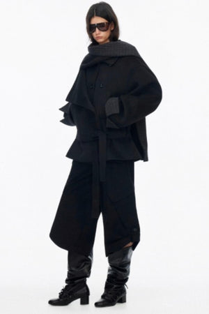Asymmetrical Wool Coat Skirt Set-Up