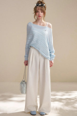 Asymmetrical Wool Knit Sweater