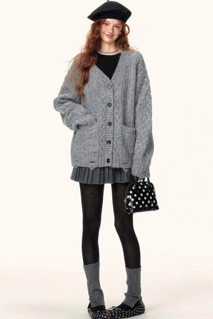 Atmospheric Irregular V-Neck Cardigan