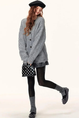Atmospheric Irregular V-Neck Cardigan