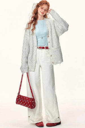 Atmospheric Irregular V-Neck Cardigan