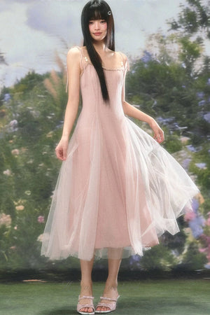 Atmospheric Pink Mesh Dress