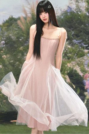 Atmospheric Pink Mesh Dress