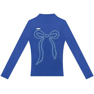 Autumn Bow Slim Knit Shirt