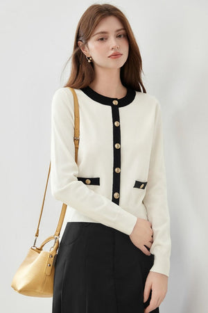 Autumn Contrast Stitched Cardigan