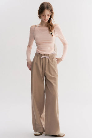 Autumn Contrast Wide-leg Slacks