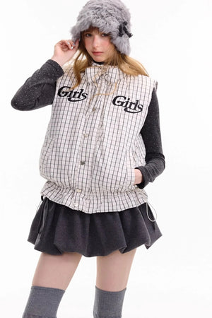Autumn Embroidery Plaid Cotton Jacket