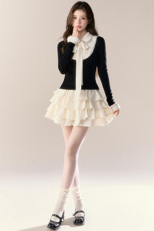 Autumn Knitted Top Skirt Set-Up