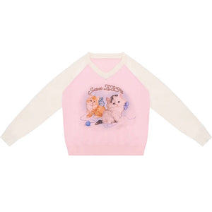 Autumn Knitted V-Neck Sweater