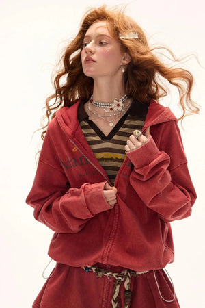 Autumn Logo Hooded Zipper Dress