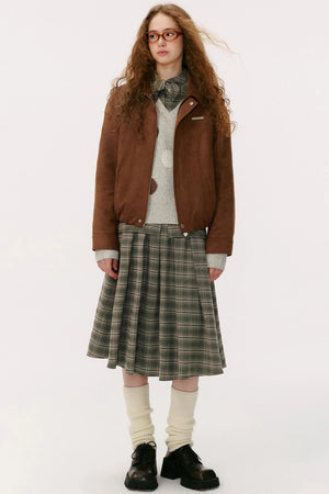 Autumn Plaid Midi Skirt
