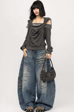 Autumn Swing Loose Gray Top