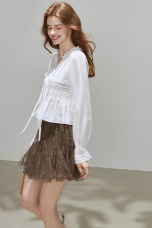 Autumn V-Neck Tencel Shirt