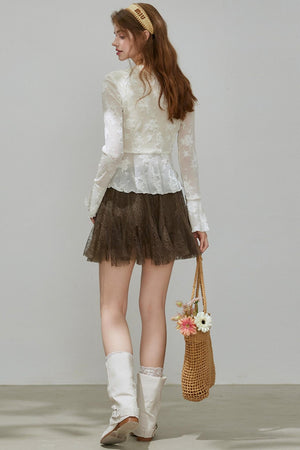 Autumn Womens V-neck Ruffled Top