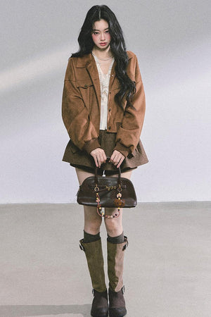 Autumn Woolen Suit Skirt Set-Up