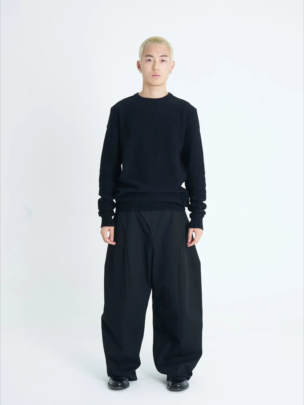 Black & Deep Gray Reversible Wool Knit Sweater