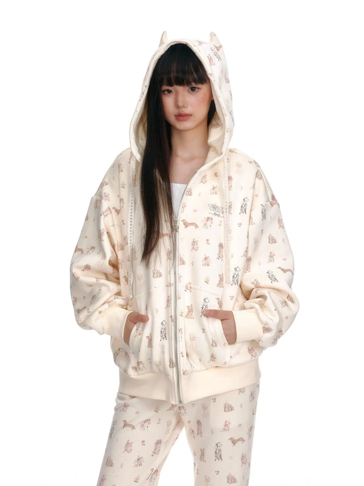 Dog Print Knit Lounge Set