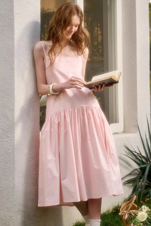 Baby Pink Cotton Dress Set-Up