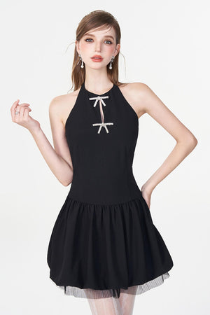 Backless Black Kilt Dress