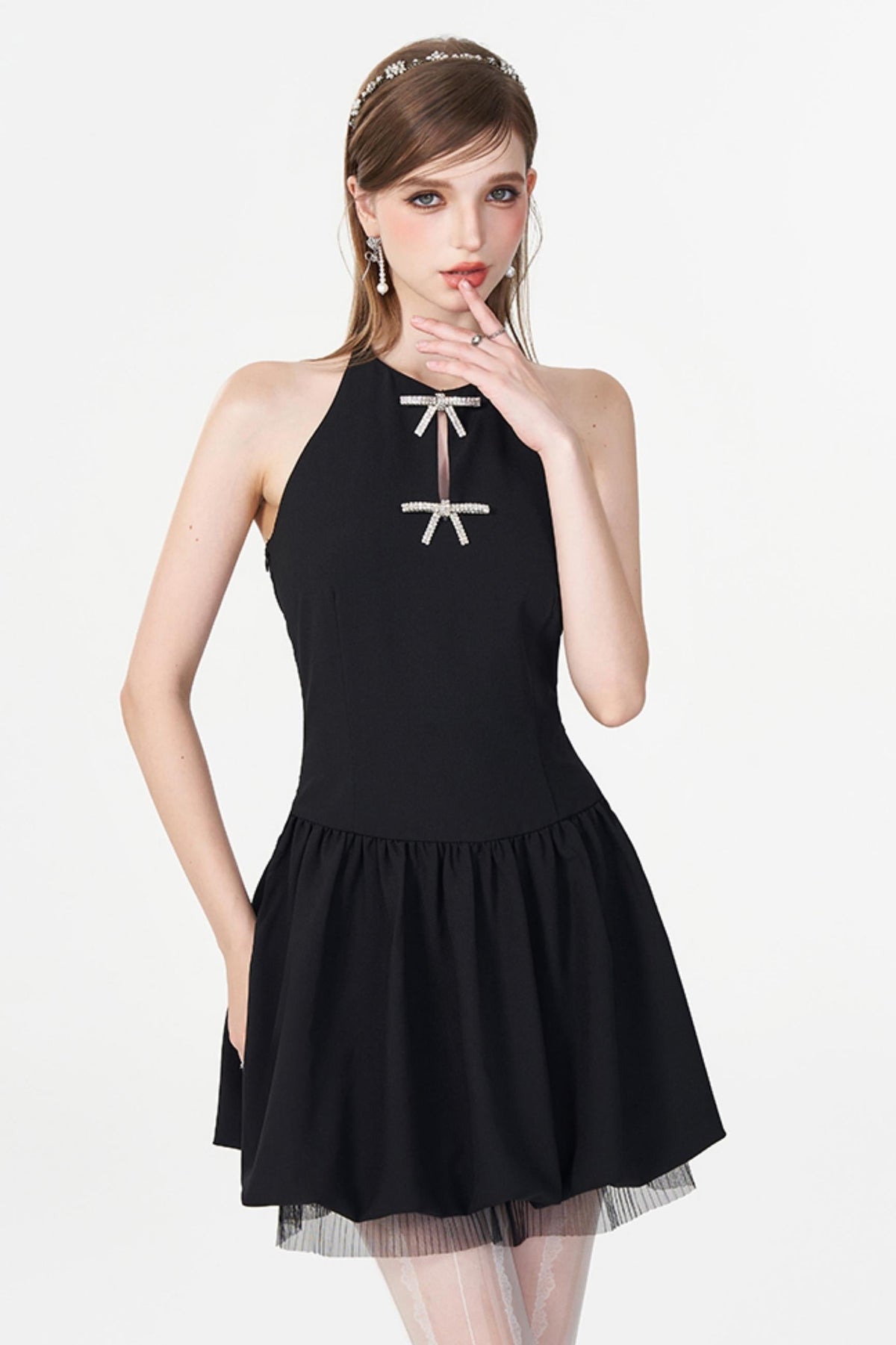 Backless Black Kilt Dress