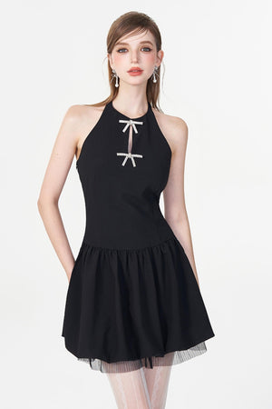 Backless Black Kilt Dress