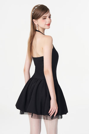 Backless Black Kilt Dress