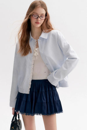 Ballet Lace Puffy A-Line Short Skirt
