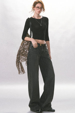 Basic Round Neck Knit T-Shirt